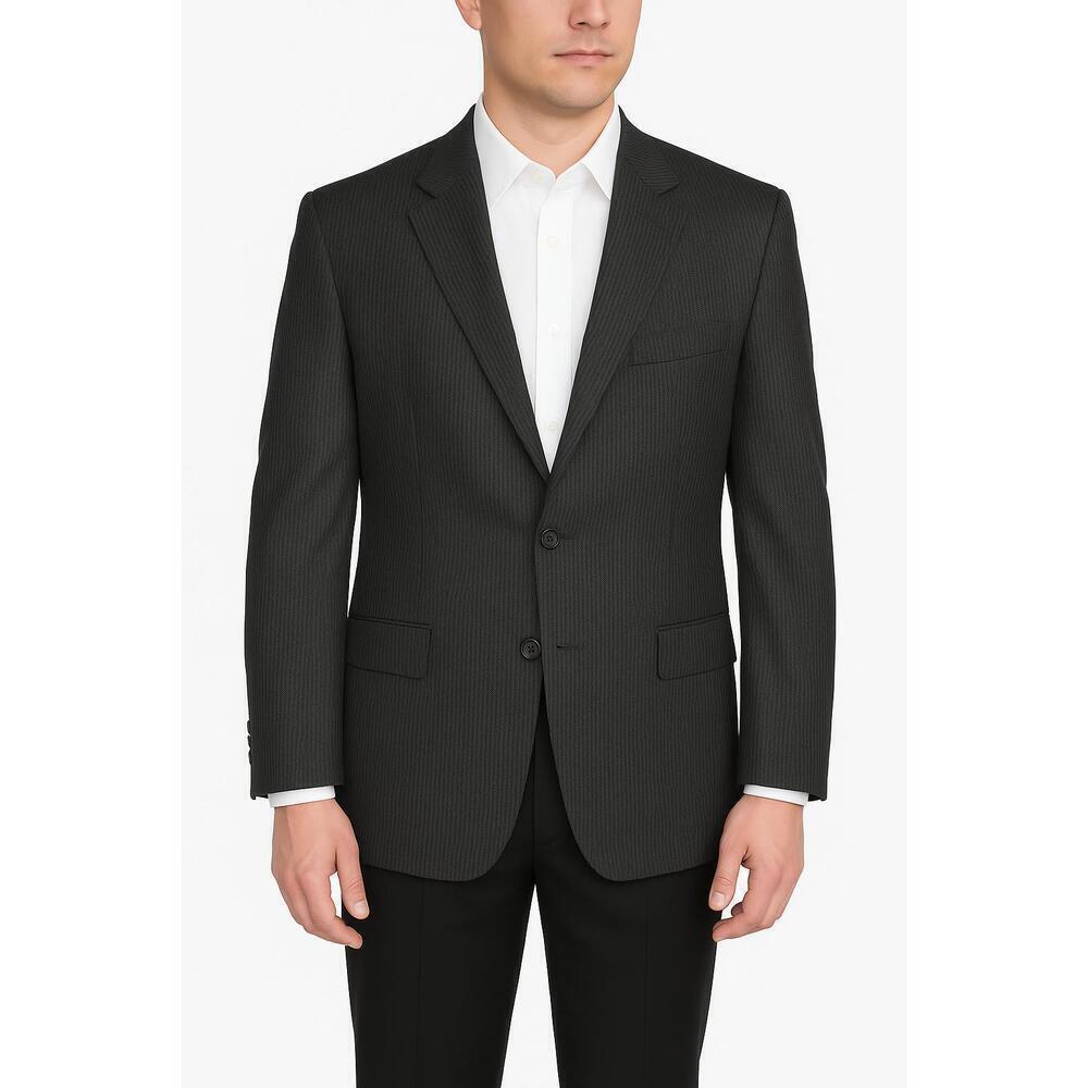Geoffrey Beene Mens Blazer Size 42R Black Gray Pinstripe Wool